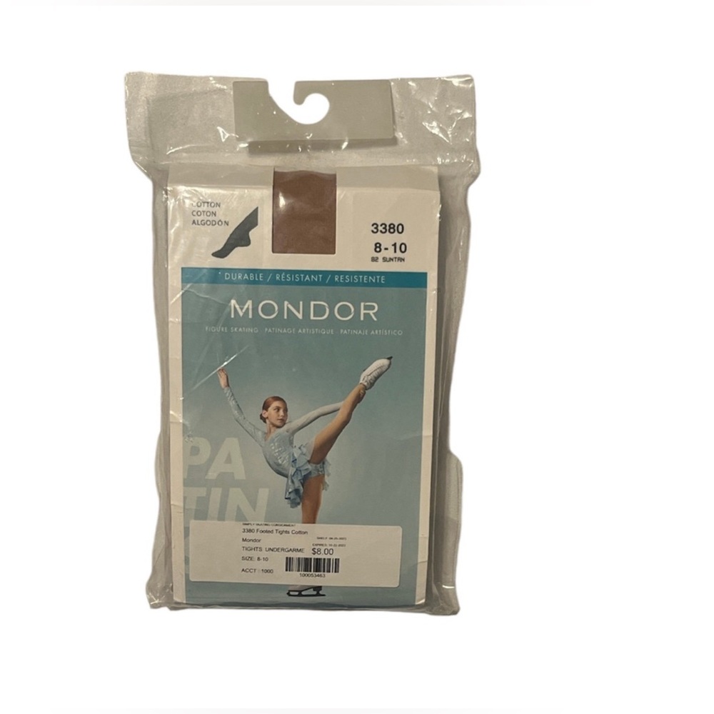 Mondor Suntan Cotton Figure Ice Skating Tights Size 8-10 Girls NEW